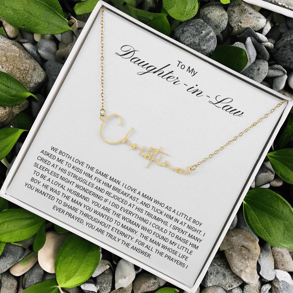 To My Daughter in Law / Answer to Prayer / Signature Name Necklace