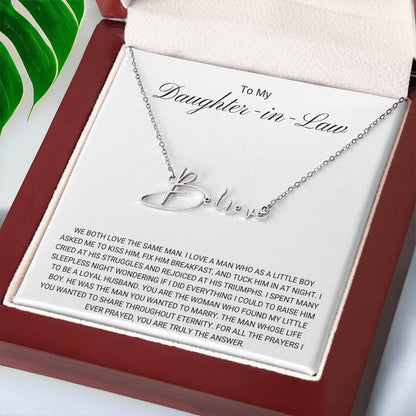 To My Daughter in Law / Answer to Prayer / Signature Name Necklace