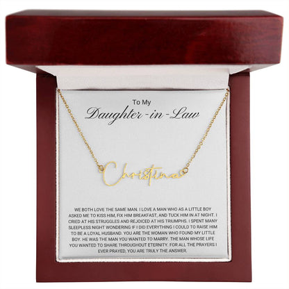 To My Daughter in Law / Answer to Prayer / Signature Name Necklace