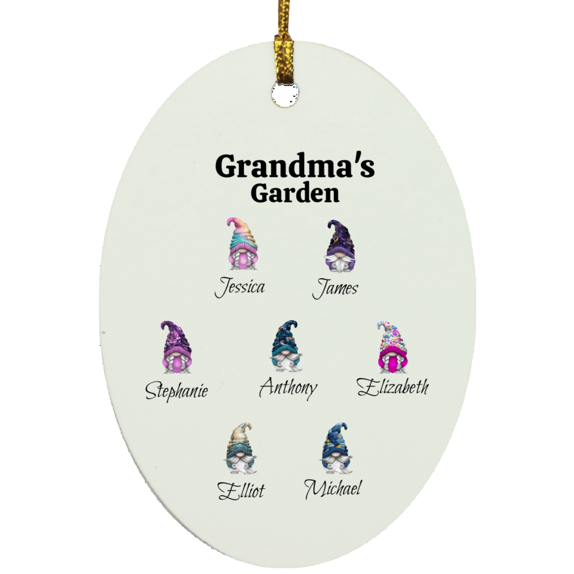 Grandma's Garden Gnomes Personalized Ornament