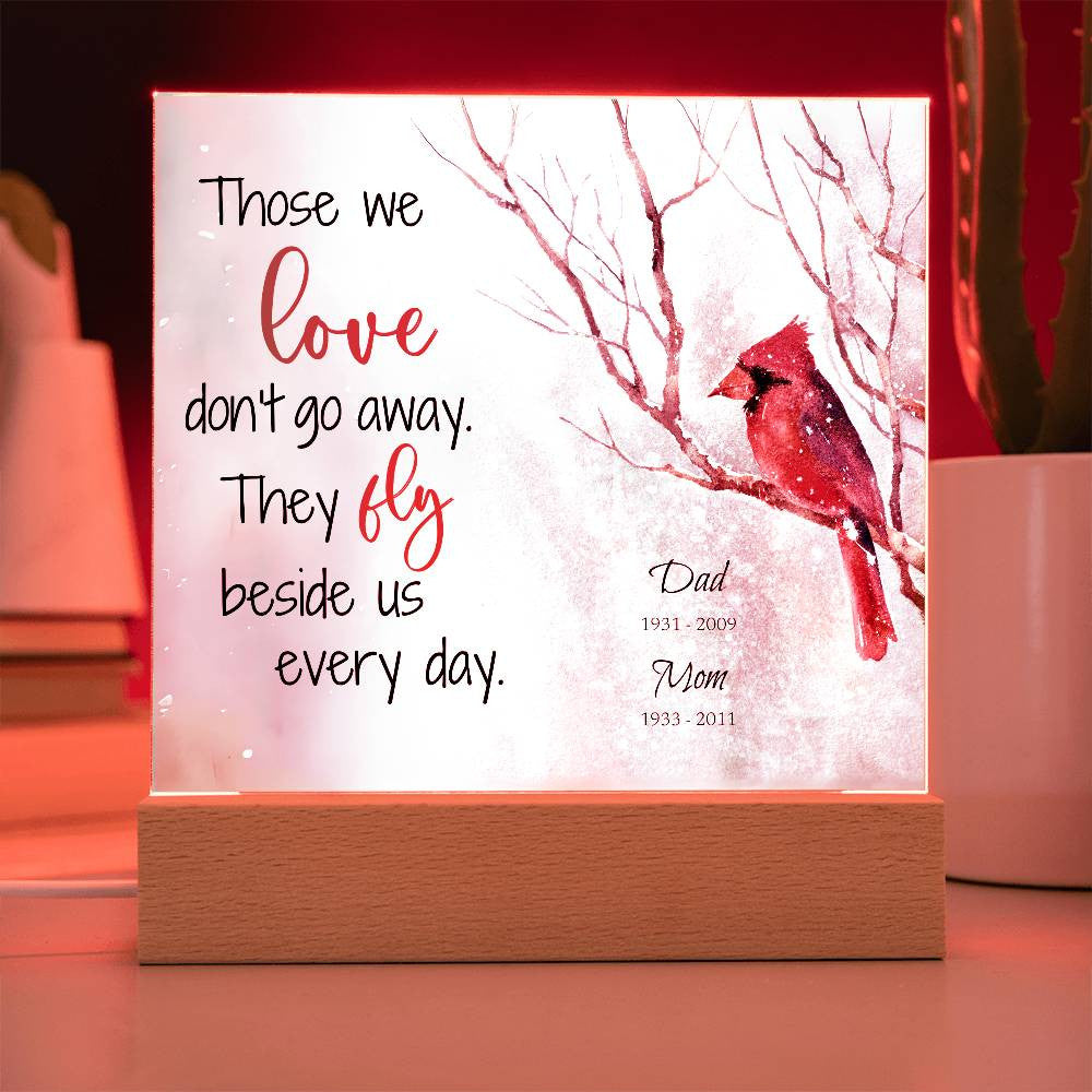 Cardinal in Snow Memorial Square Acrylic Plaque