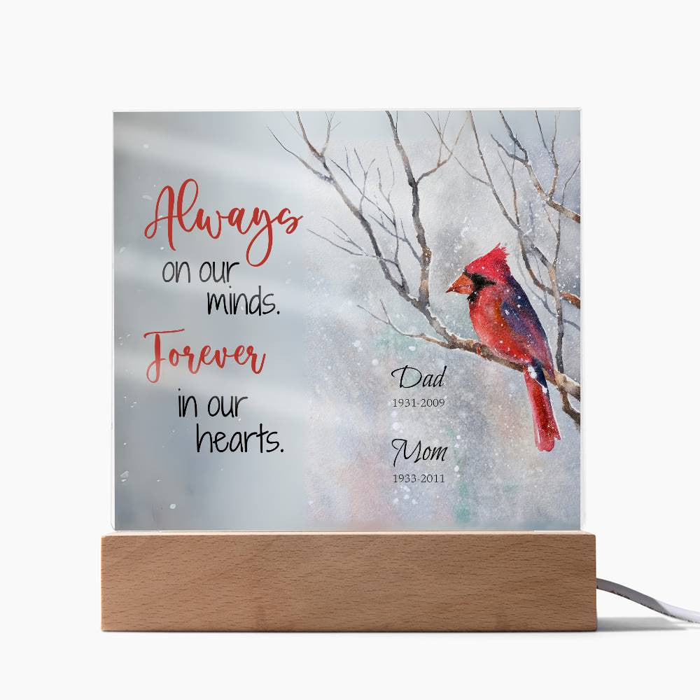 Cardinal in Snow Memorial Square Acrylic Plaque