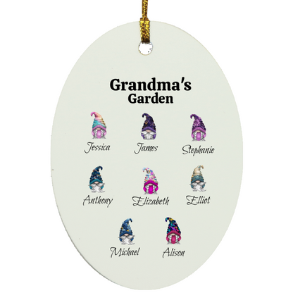 Grandma's Garden Gnomes Personalized Ornament