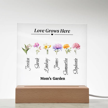 Love Grows Here - Garden Color Flower Acrylic Plaque