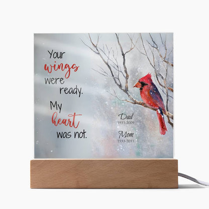 Cardinal in Snow Memorial Square Acrylic Plaque