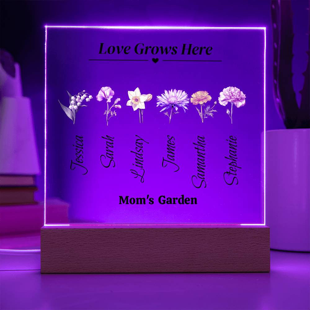 Love Grows Here - Garden Color Flower Acrylic Plaque