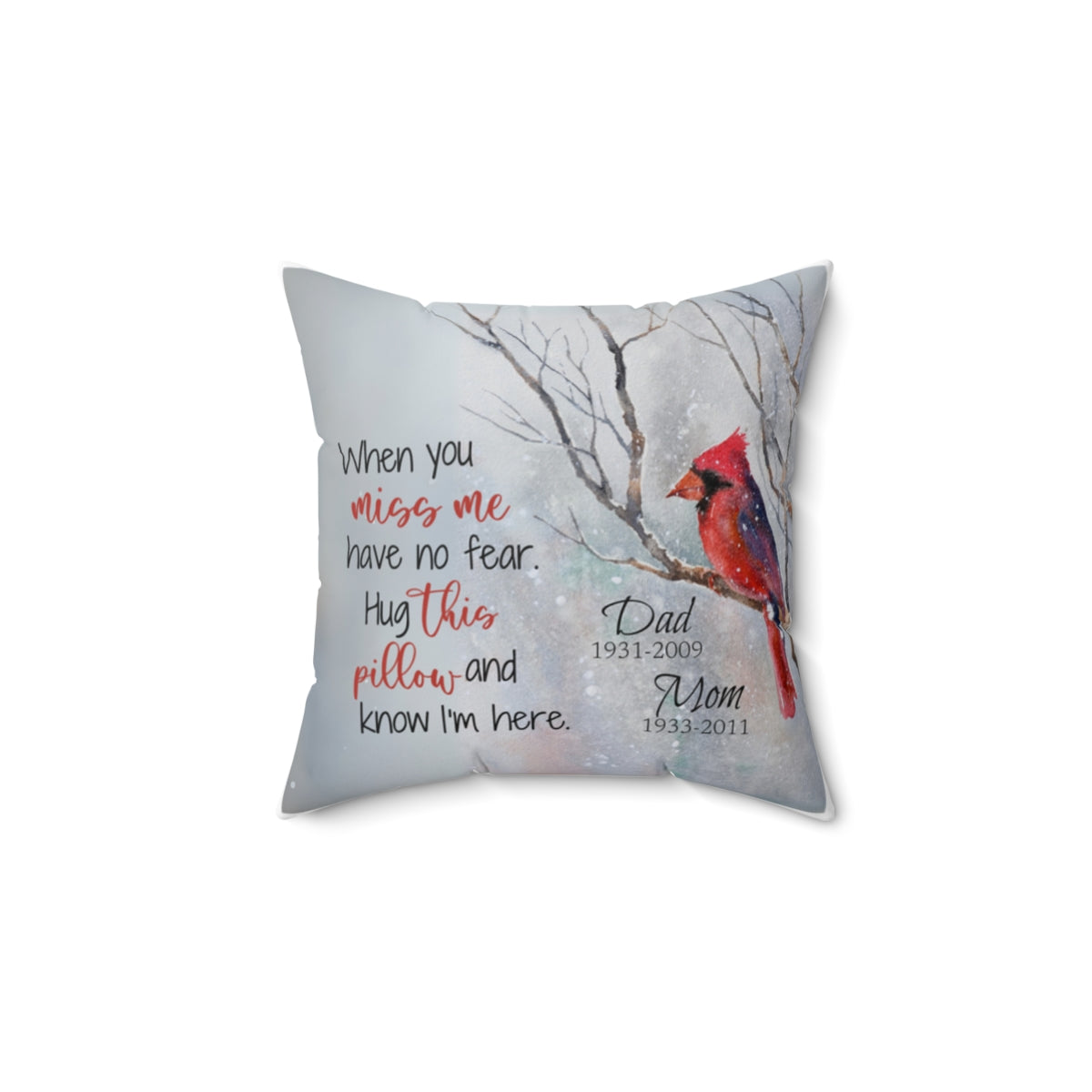 Cardinal in Snow Memorial Accent Pillow