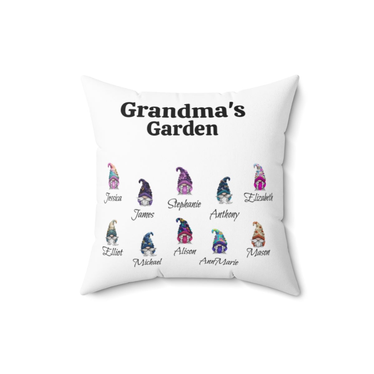 Grandma's Garden Gnomes Personalized Accent Pillow