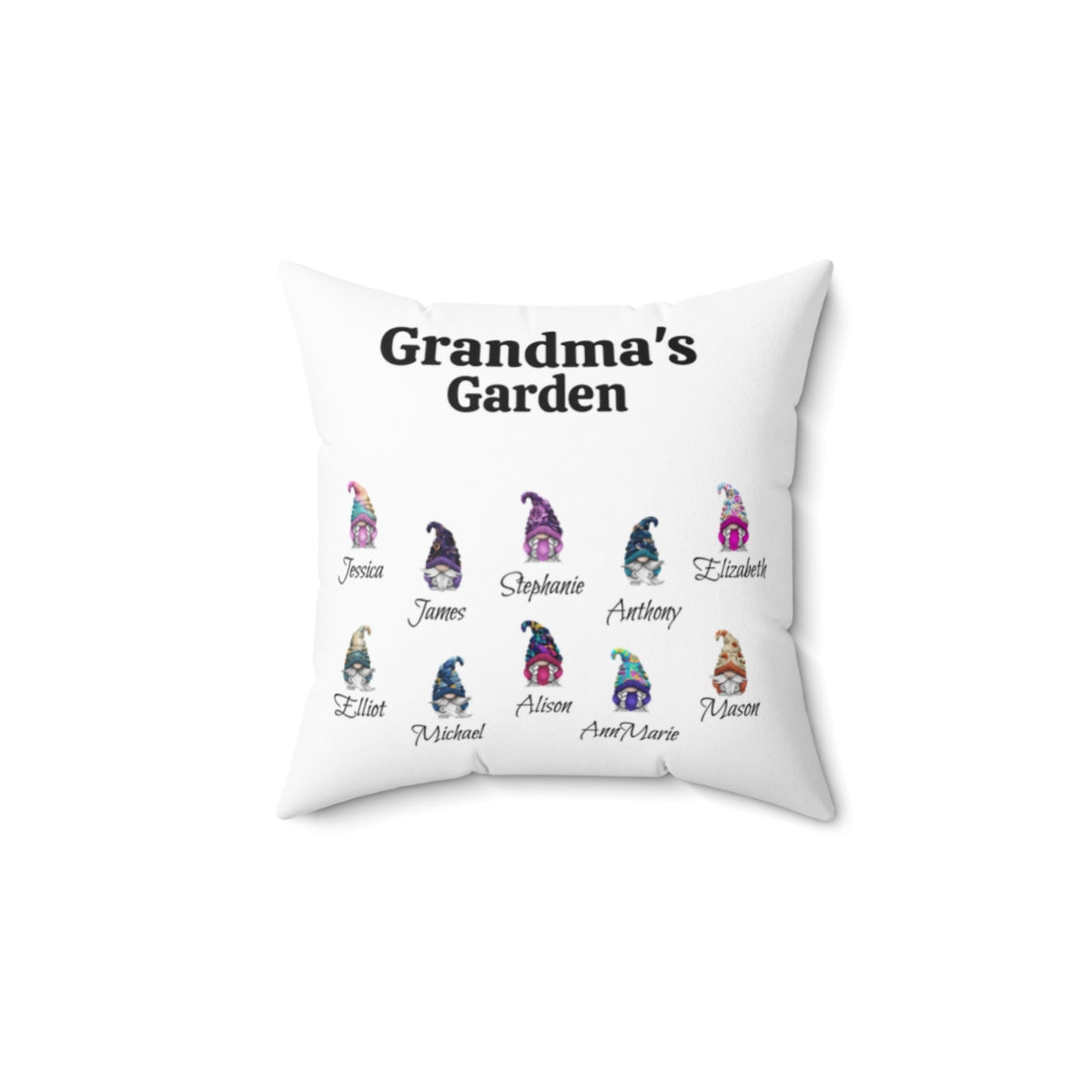 Grandma's Garden Gnomes Personalized Accent Pillow