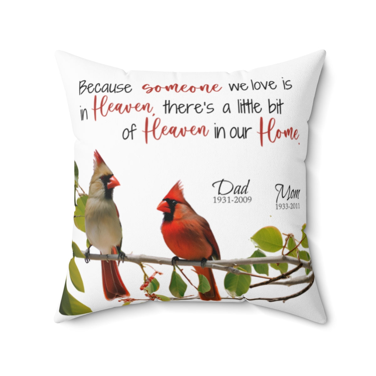 Cardinal in Spring Memorial Accent Pillow