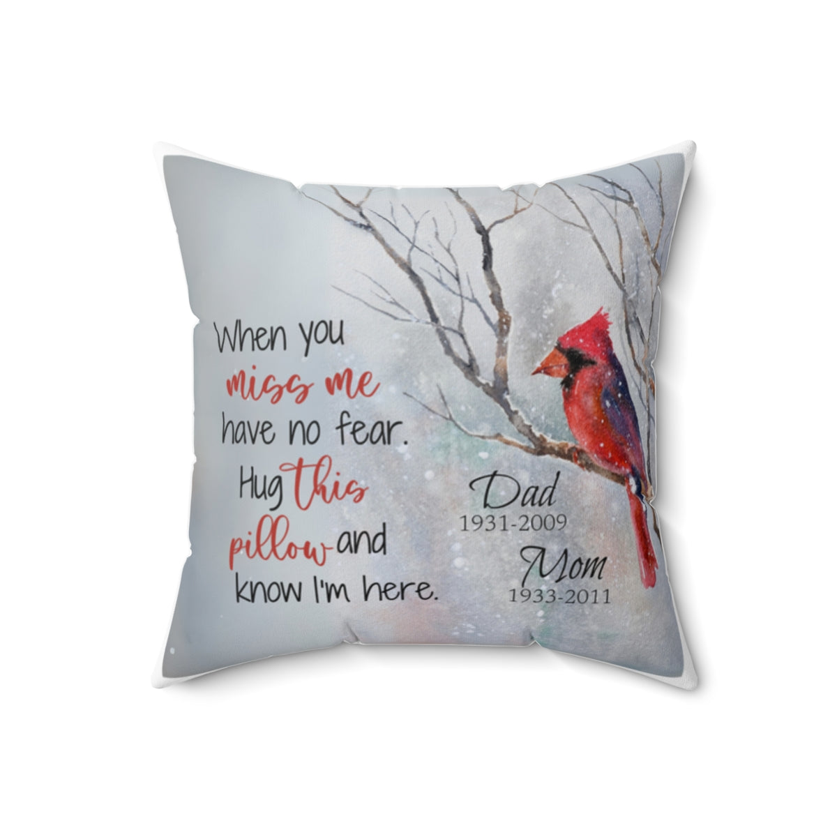 Cardinal in Snow Memorial Accent Pillow